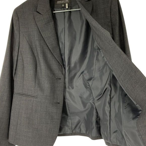 Womens Jones New York Platinum Blazer Charcoal Size 10 Stretch 3146 Washable - Picture 3 of 9